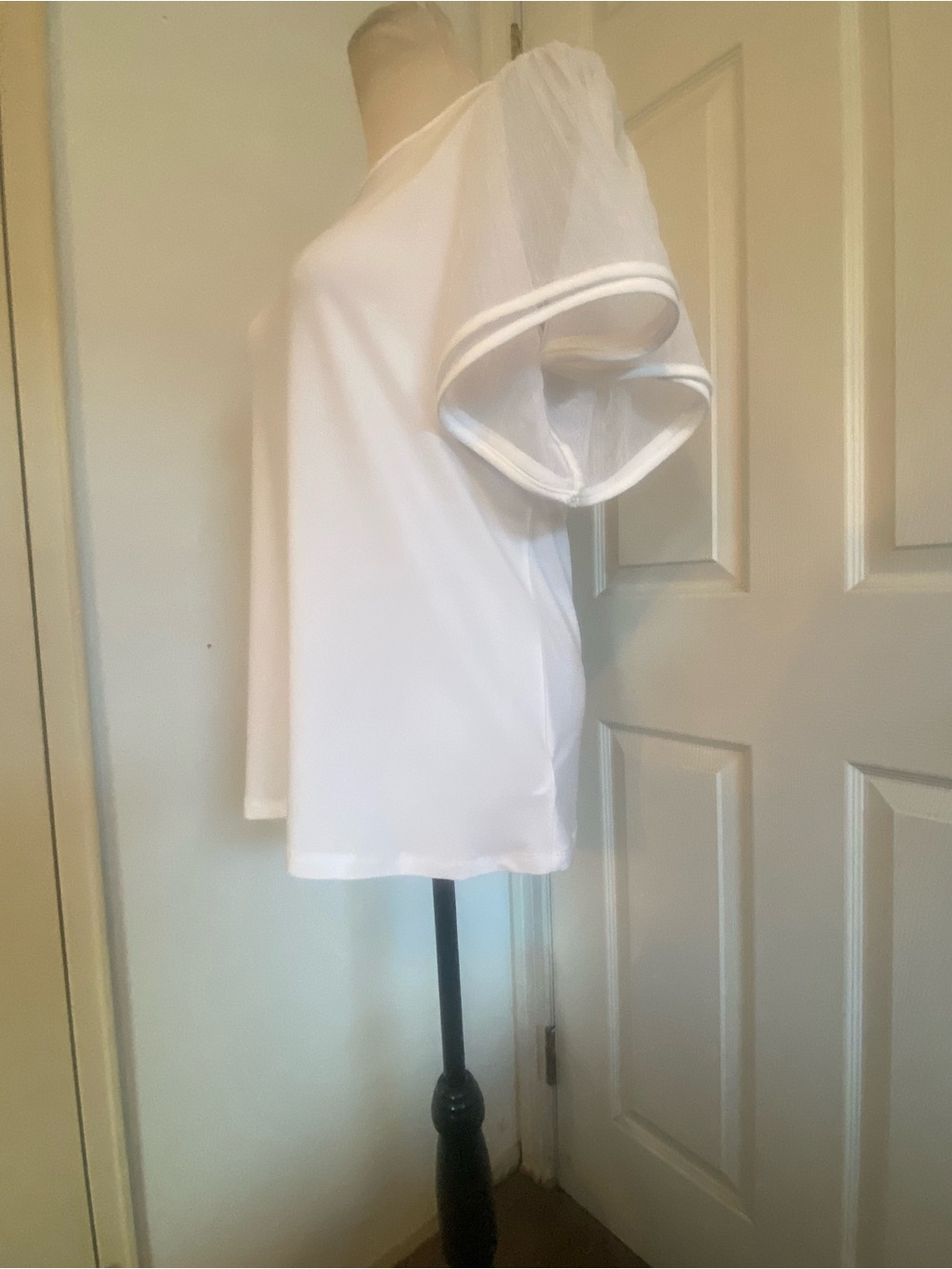 Joseph Ribkoff White Silky Mesh Bell Sleeves Top - Picture 11 of 14